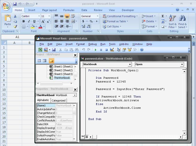 VBA,Excel,password