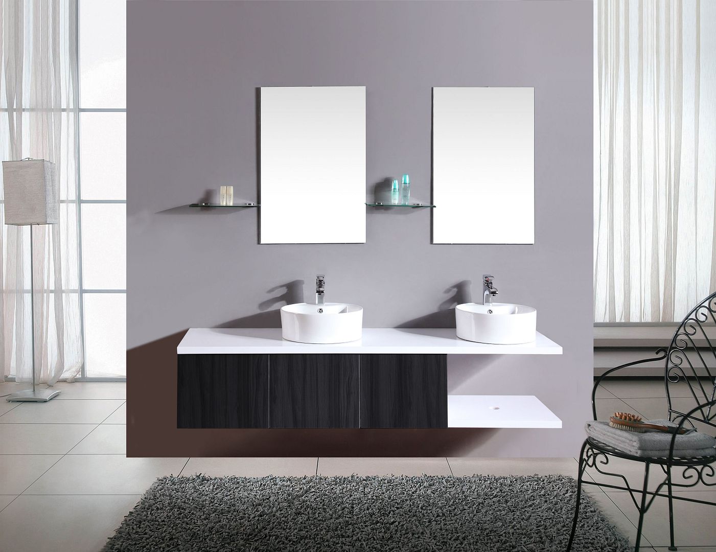 Arredo bagno mobile doppio mobile bagno pensile wenge' da 180 cm ... Mobili per bagno di design