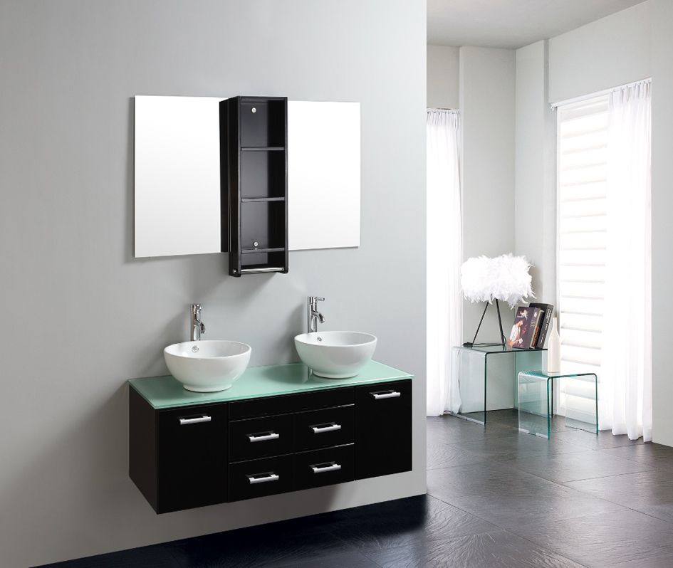 Mobile bagno arredo bagno completo pensile 120 cm nero doppio ... Composizione bagno doppio lavandino