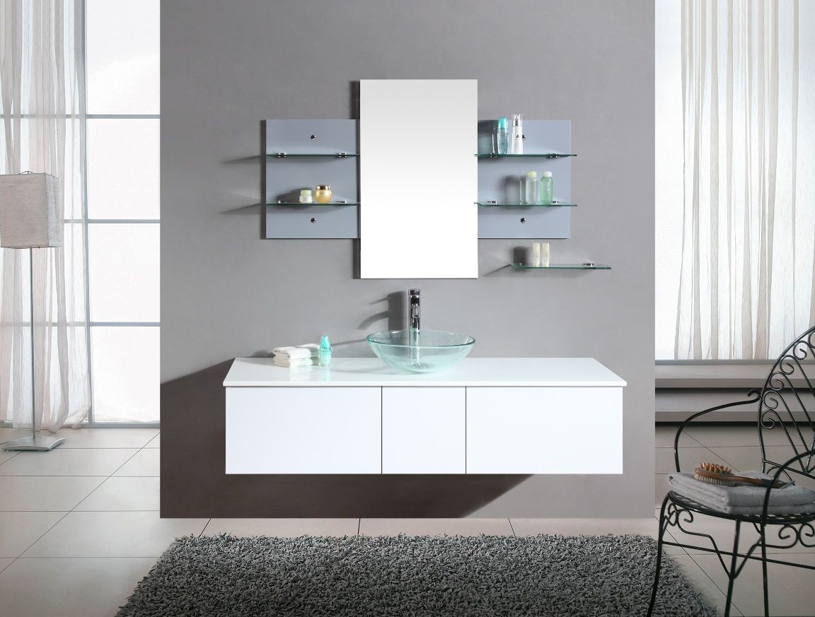 Mobile bagno arredo bagno completo pensile bianco 140cm lavabo ... Mobili per bagno di design