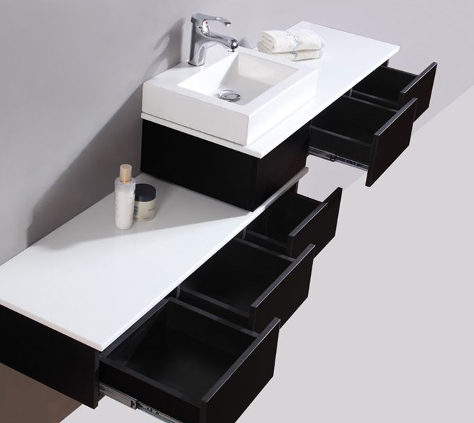 Arredo bagno mobile singolo mobile bagno pensile nero da 180 cm ...