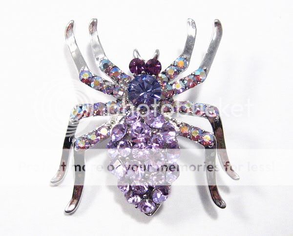 SPIDER AMETHYST AUSTRIAN RHINESTONE CRYSTAL BROOCH PIN  