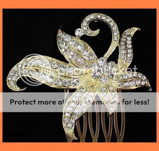 SEXY FLOWER CLEAR CRYSTAL HAIR COMB BRIDAL PROM C021G  