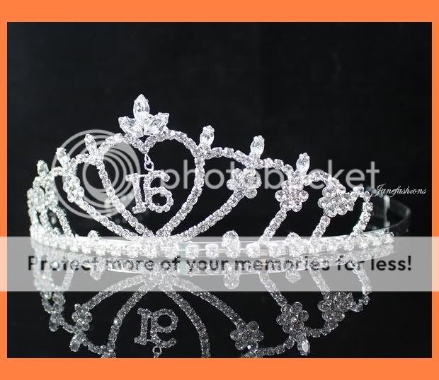 SWEET SIXTEEN 16 RHIESTONE TIARA CROWN WITH COMBS PARTY FASHION 