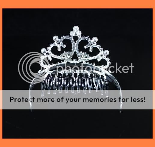   AUSTRIAN RHINESTONE CRYSTAL IMITATED PEARL TIARA HAIR WITH COMB W115