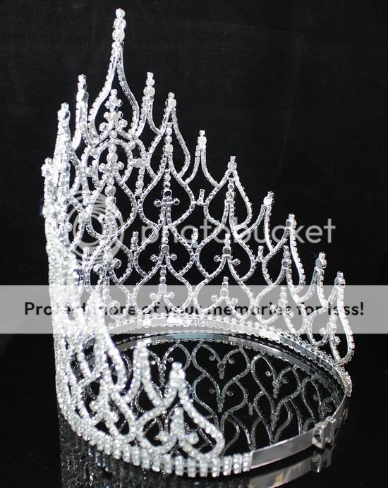 BEAUTY QUEEN CROWN TIARA CLEAR AUSTRIAN RHINESTONE CRYSTAL PAGEANT ...