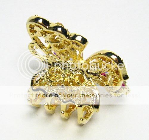 BUTTERFLY PINK AUSTRIAN CRYSTAL HAIR CLAW CLAMP CLIP  