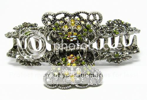 VICTORIAN CITR AUSTRIAN RHINESTONE HAIR CLIP CLAMP CLAW  