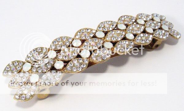 EXQUISITE WHITE AUSTRIAN RHINESTONE HAIR CLIP BARRETTE  