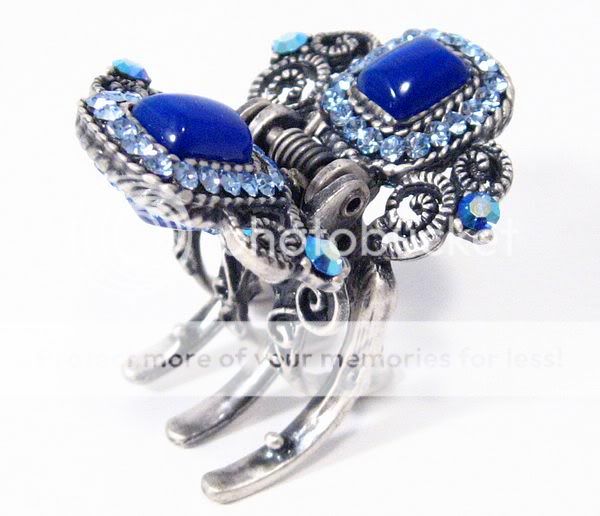 VICTORIAN BLUE AUSTRIAN RHINESTONE HAIR CLIP CLAMP CLAW  