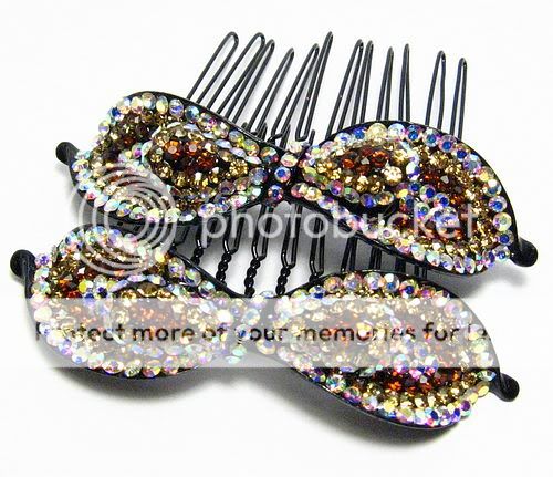 2PCS LILY CINNAMON AUSTRIAN RHINESTONE CRYSTAL HAIR COMBS COMB 