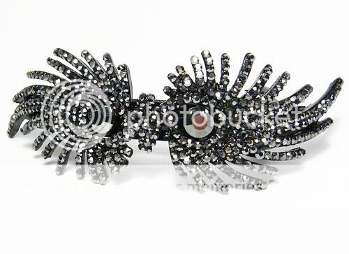 MASK HAIR BARRETTE CLIP PONY HOLDER AUSTRIAN RHINESTONE CRYSTAL B1180 