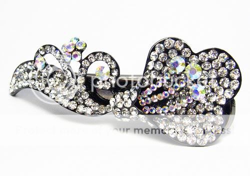 LILY CLEAR AUSTRIAN RHINESTONE CRYSTAL LONG HAIR CLAMP CLIP CLAW 